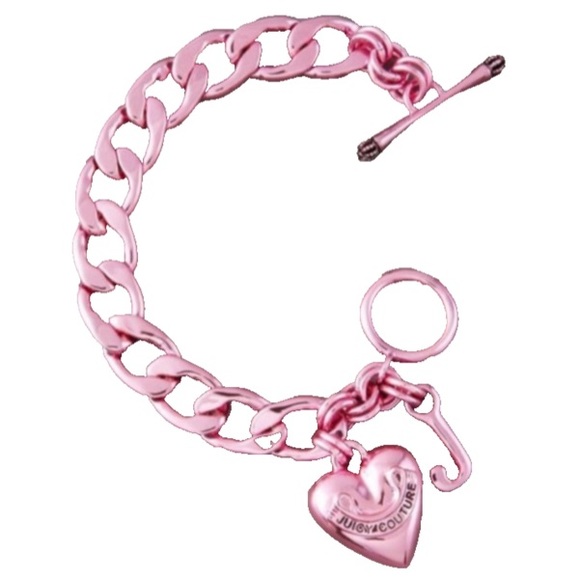 Y2K Juicy Couture PINK CHARM BRACELET NEW BARBIE BARBIECORE RARE HTF PUFF HEART - Picture 2 of 16